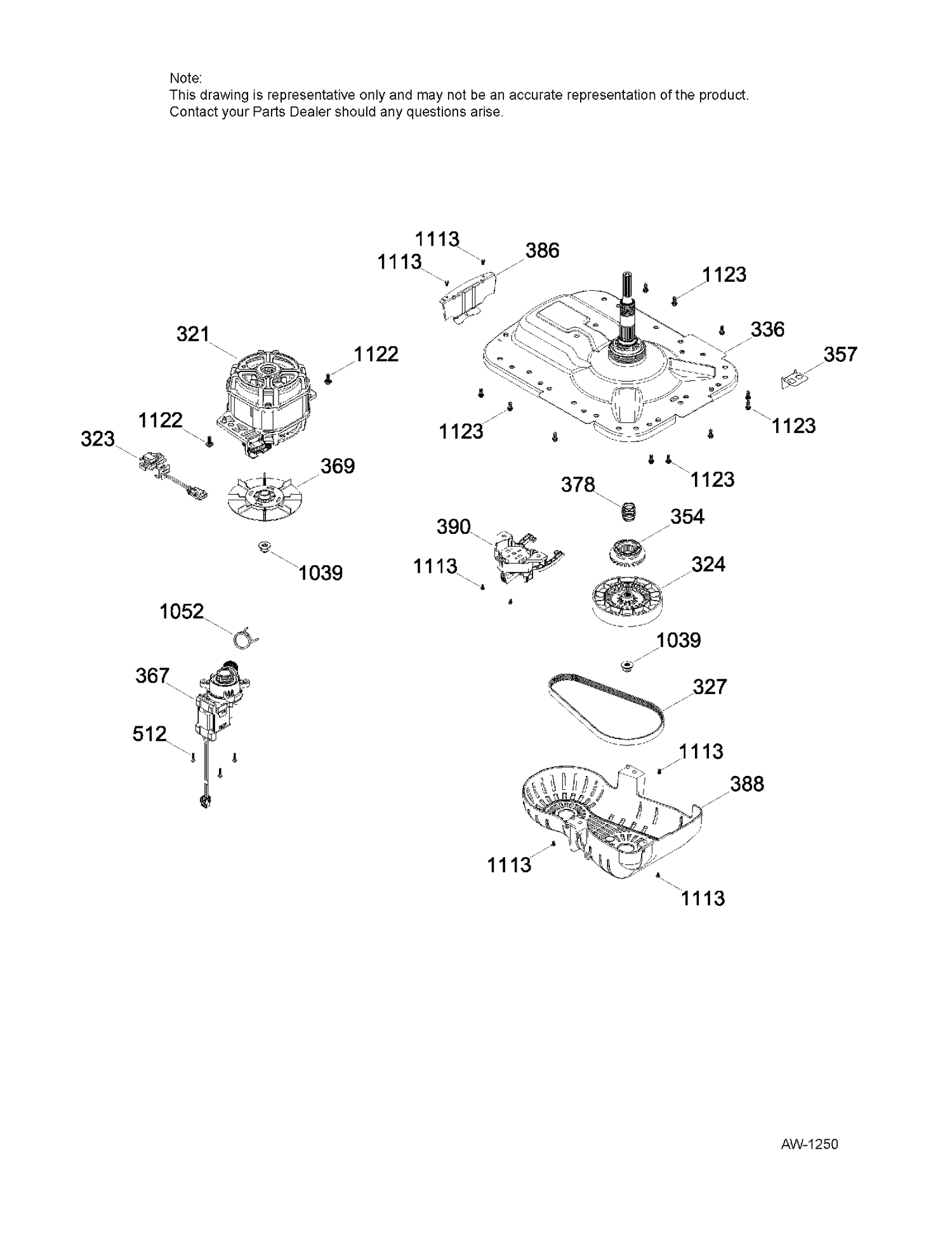 PUMP & DRIVE COMPONENTS Diagram and Parts List for GTW465BMK0WS  General Electric Washer