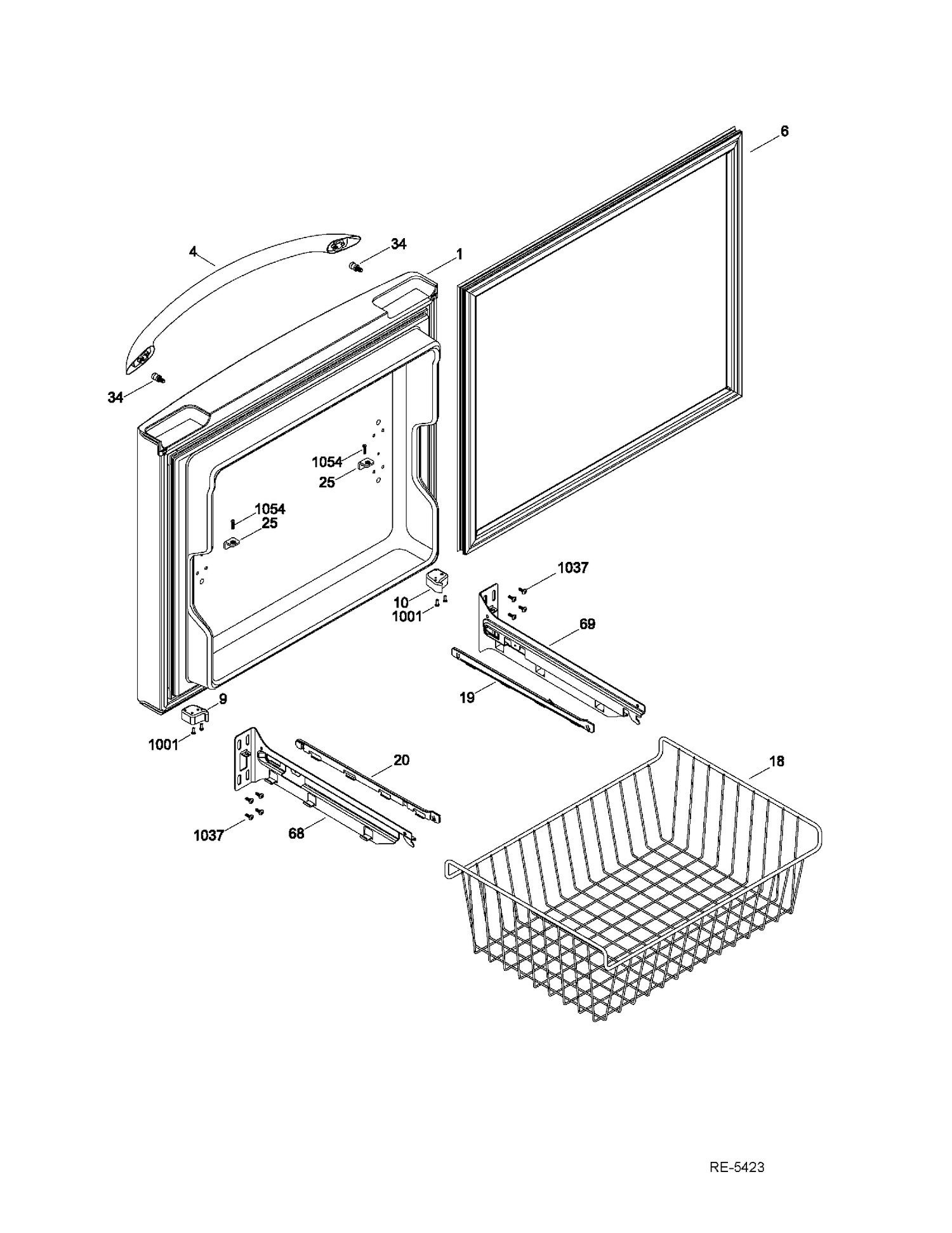 FZ DOOR Diagram and Parts List for PFSS0MFZJSS  General Electric Refrigerator