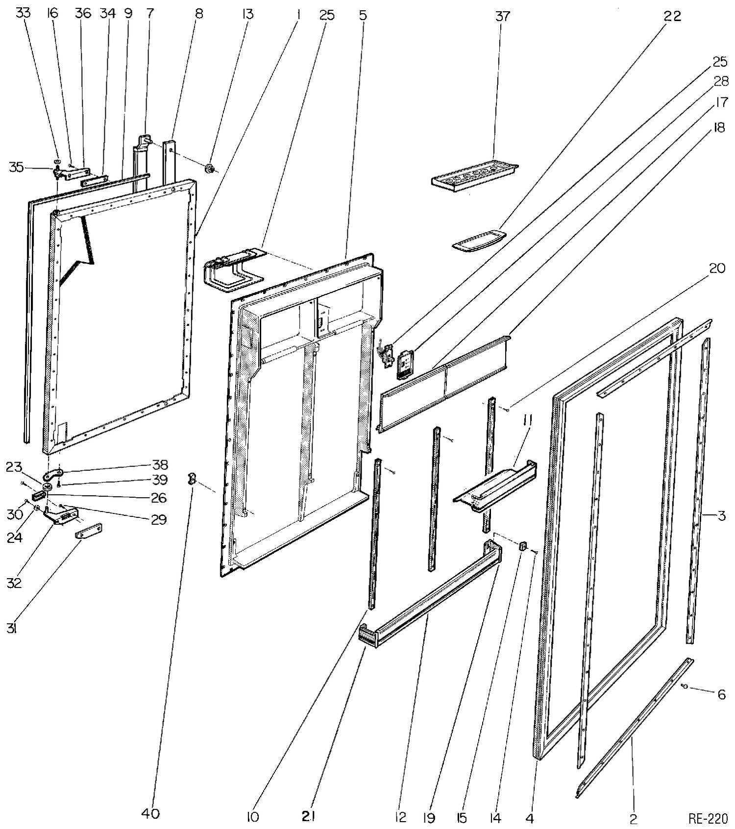 REFRIGERATOR DOOR Diagram and Parts List for 34750-2  General Electric Refrigerator