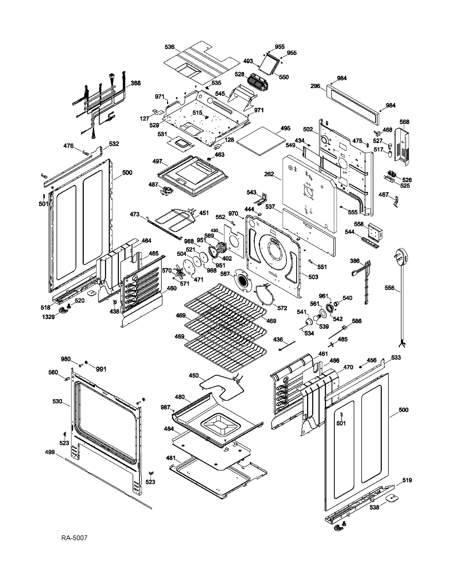 BODY PARTS Diagram and Parts List for CBC980ST2SS  General Electric Range
