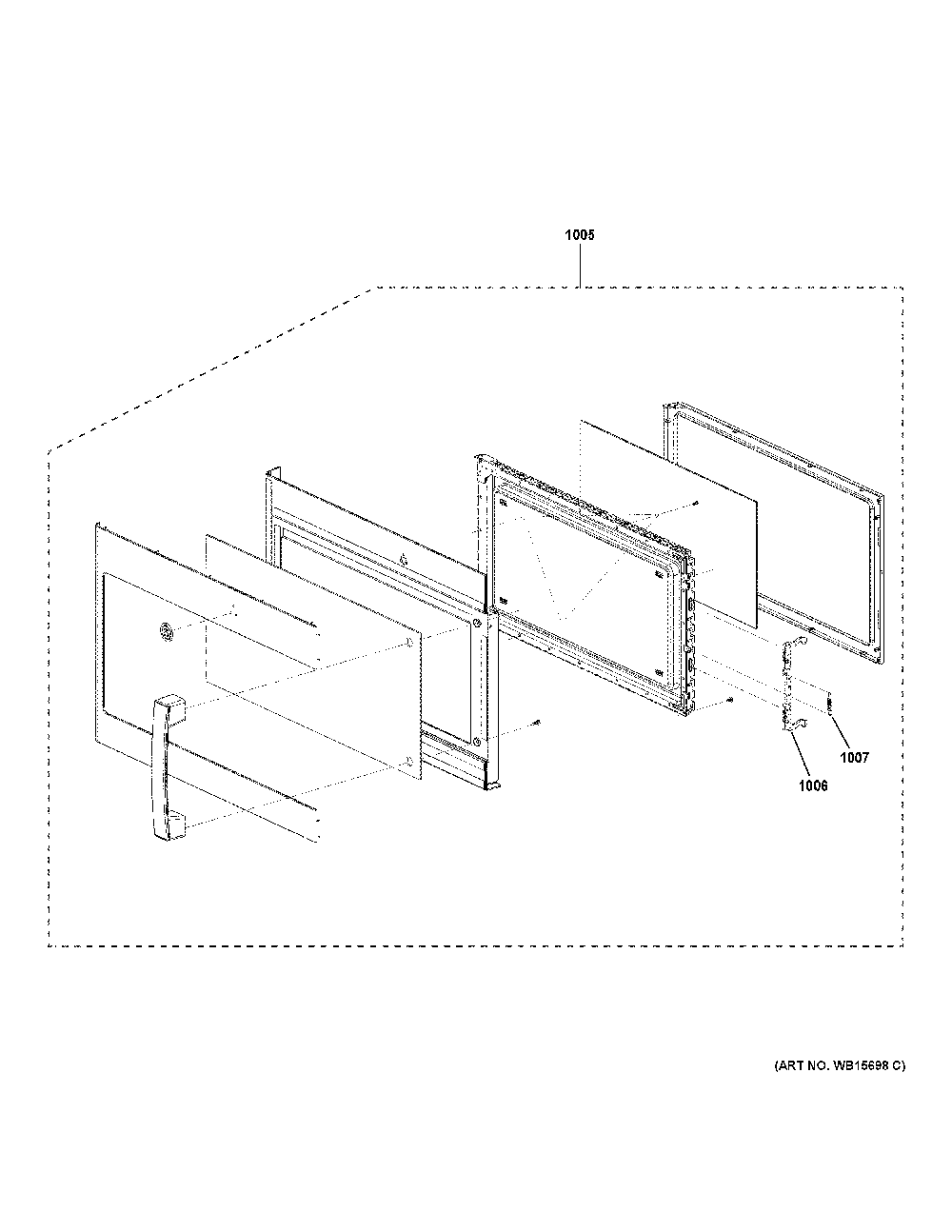 Door Parts Diagram and Parts List for PVM9225SR1SS  General Electric Microwave