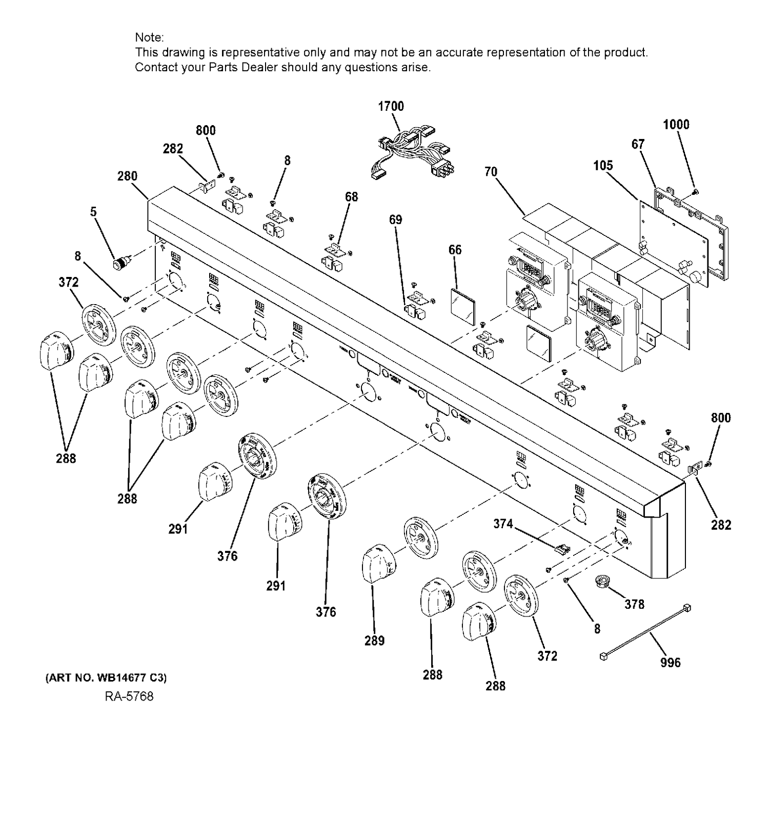 CONTROL PANEL Diagram and Parts List for ZDP486NRP7SS  General Electric Range