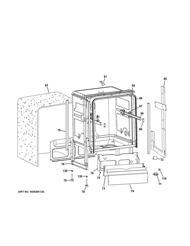 Body Parts Diagram and Parts List for PDW1860K01SS  General Electric Dishwasher