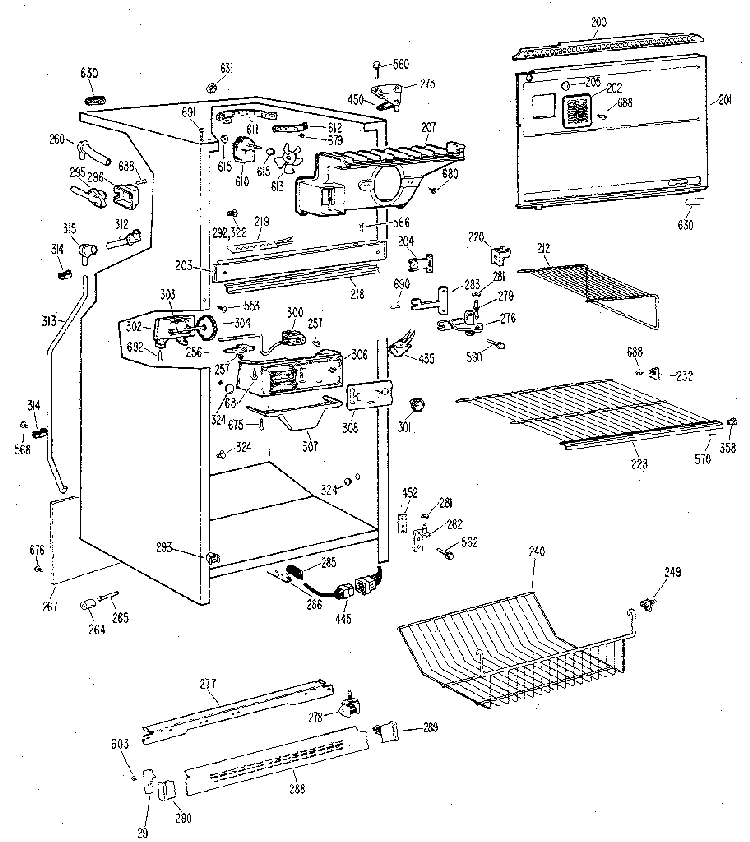 Cabinet Diagram and Parts List for TBX18LJB  General Electric Refrigerator