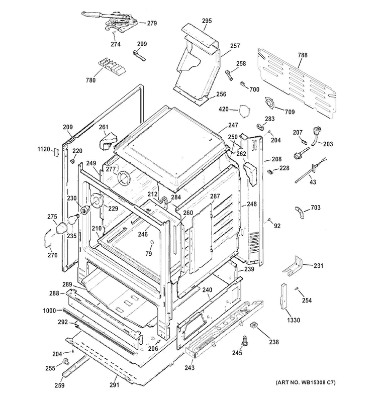 Body Parts Diagram and Parts List for JGB640SEF2SS  General Electric Range