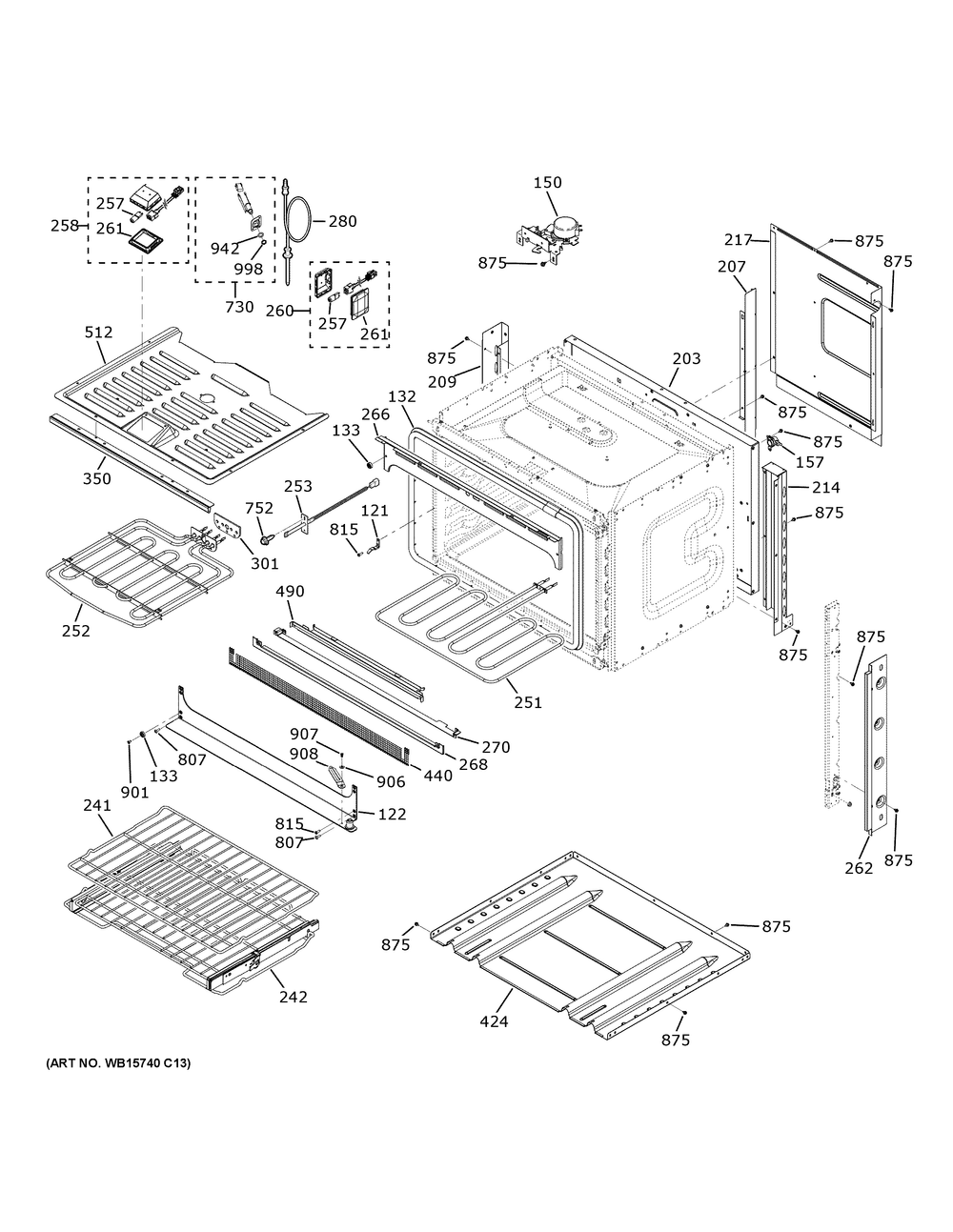 Body Parts Diagram and Parts List for PTS700RSN3SS  General Electric Wall Oven