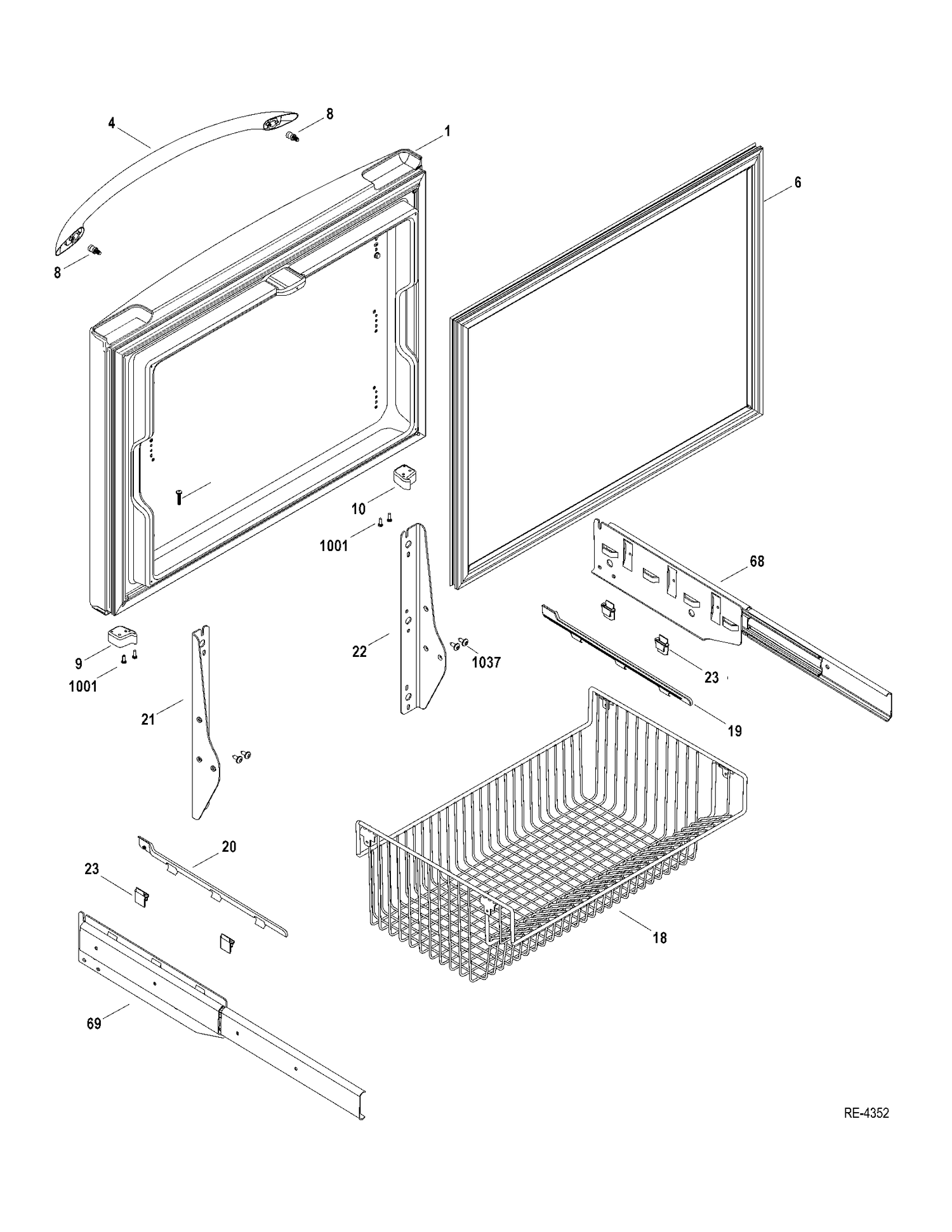 FZ DOOR Diagram and Parts List for PFRS5NBXCSS  General Electric Refrigerator
