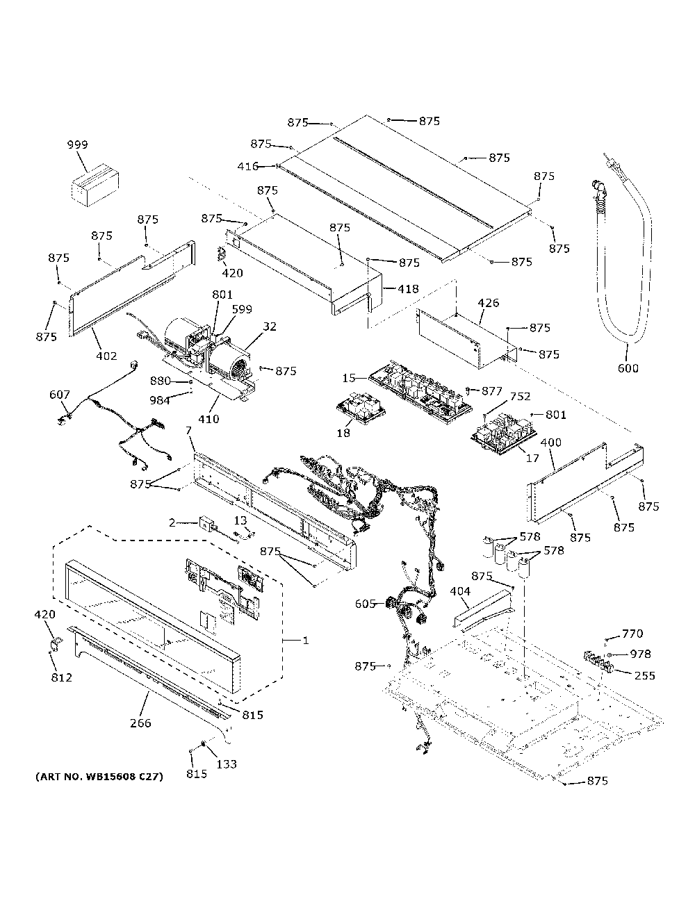 Control Panel Diagram and Parts List for ZTSX1DSSN2SS  General Electric Wall Oven