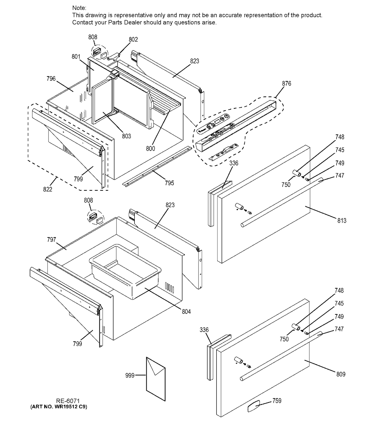 DOOR Diagram and Parts List for ZIDS240HASS  General Electric Refrigerator