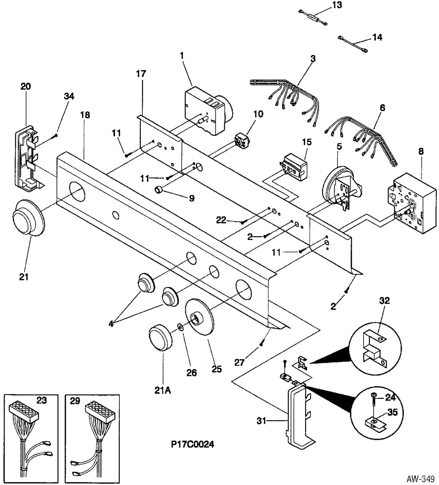 CONTROL PANEL Diagram and Parts List for WSM27TCCWWB  General Electric Washer