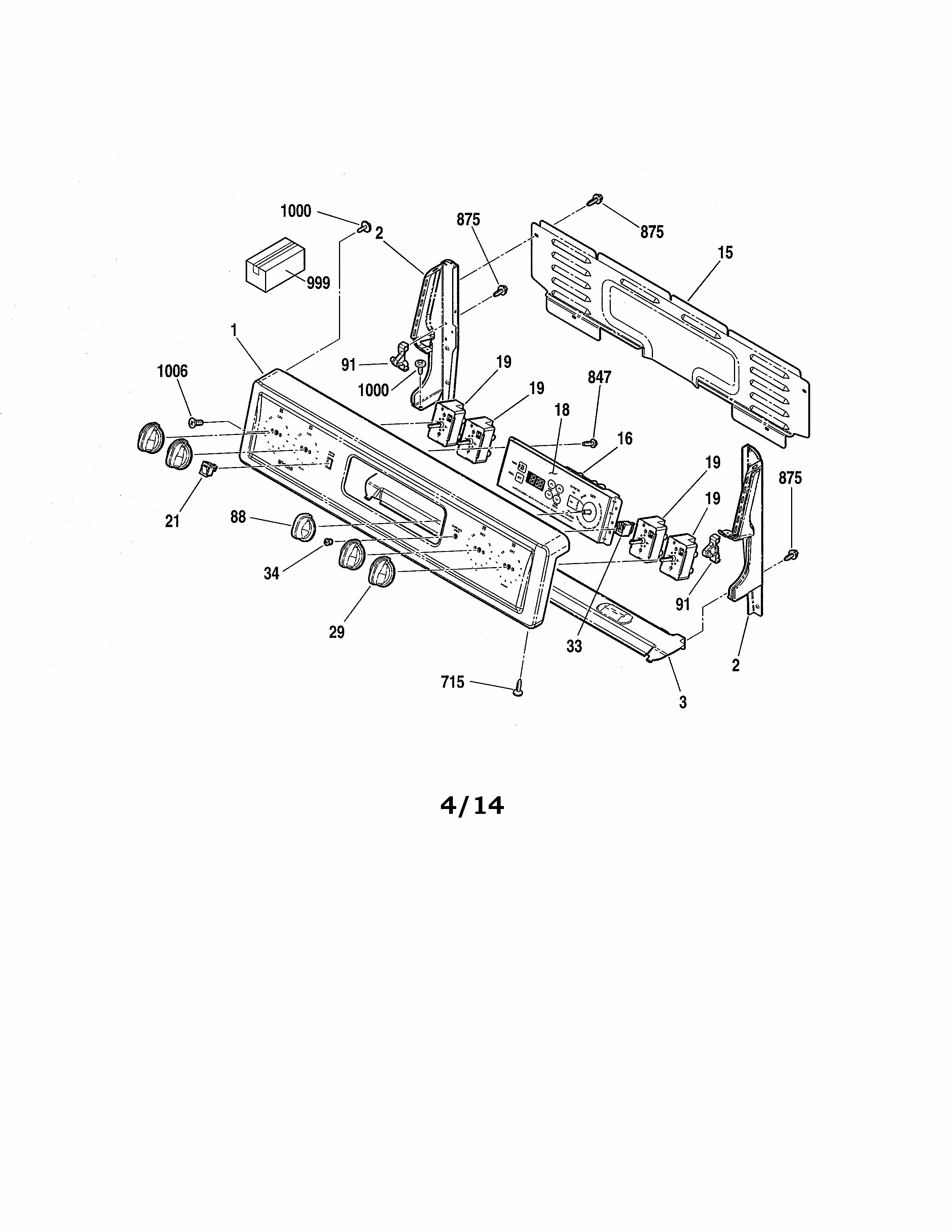 Backguard Diagram and Parts List for 91194492993  Kenmore Range