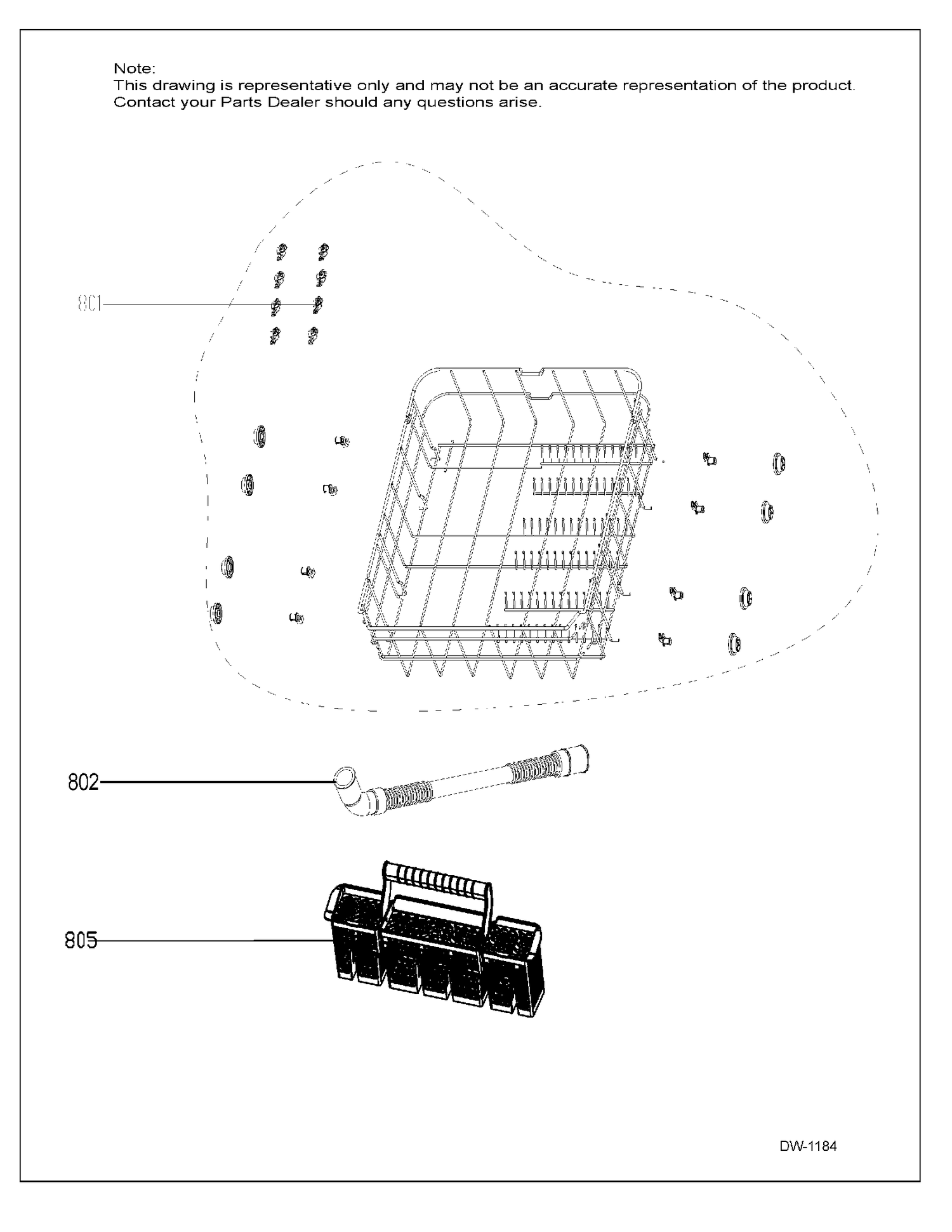 LOWER RACK ASSEMBLY Diagram and Parts List for GDF630SGK0WW  General Electric Dishwasher
