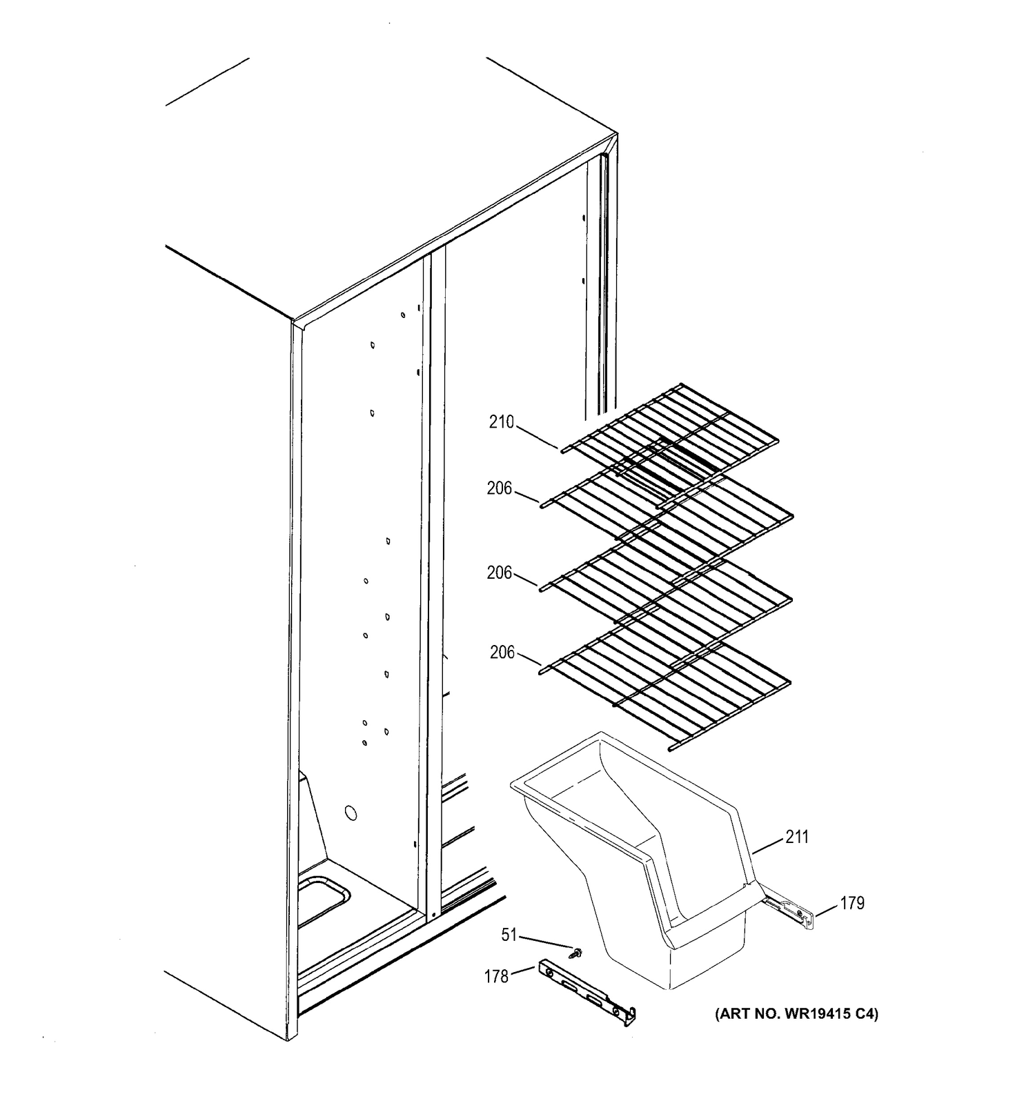 FREEZER SHELVES Diagram and Parts List for GSH25JGDEBB  General Electric Refrigerator