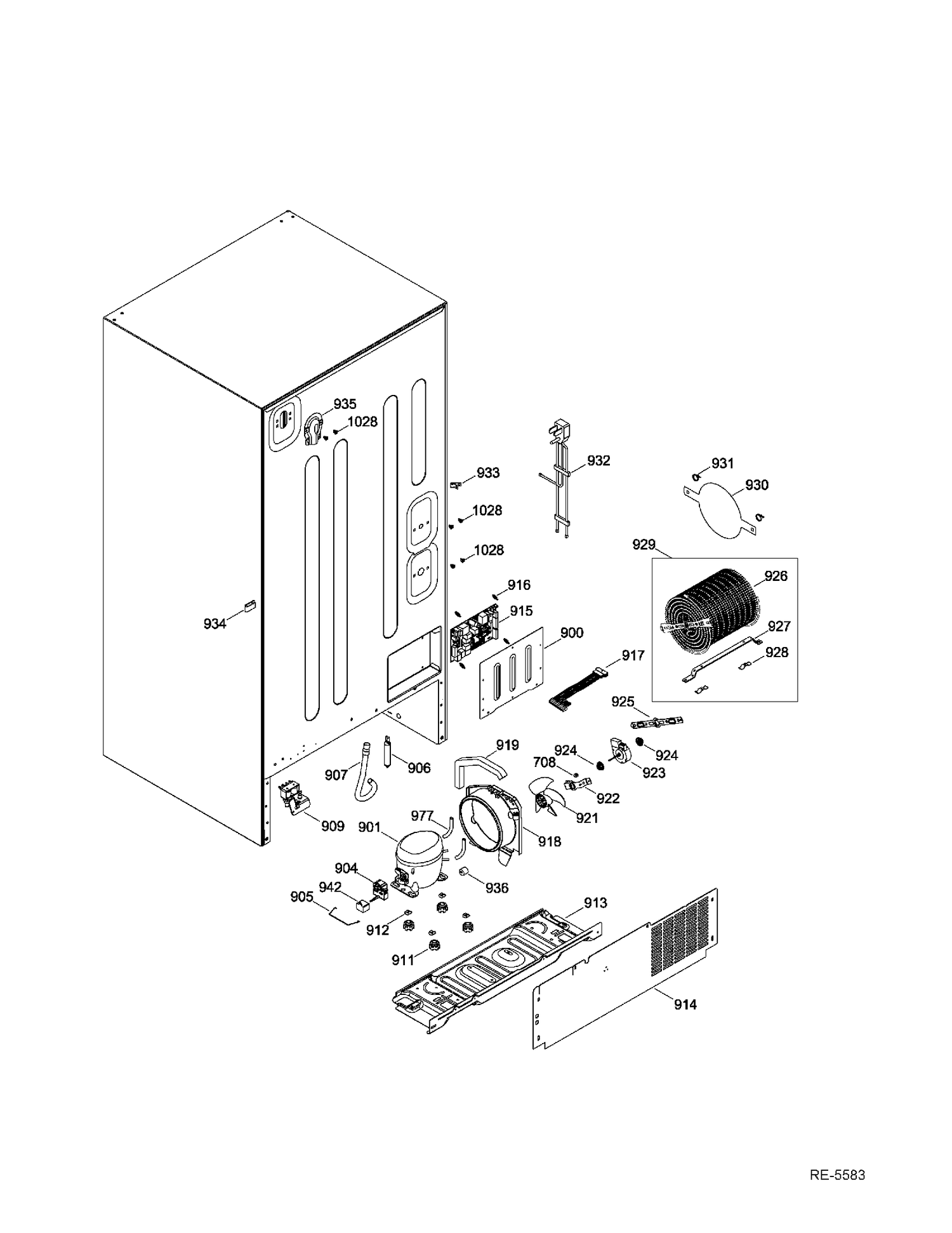 SEALED SYSTEM & MOTHERBOARD Diagram and Parts List for GNE22GMEAES  General Electric Refrigerator