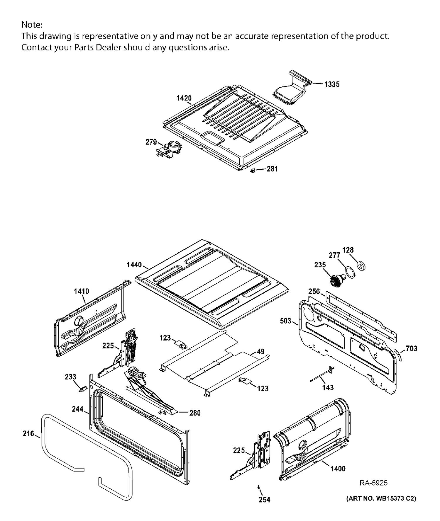 UPPER OVEN Diagram and Parts List for JCGB850SEF2SS  General Electric Range