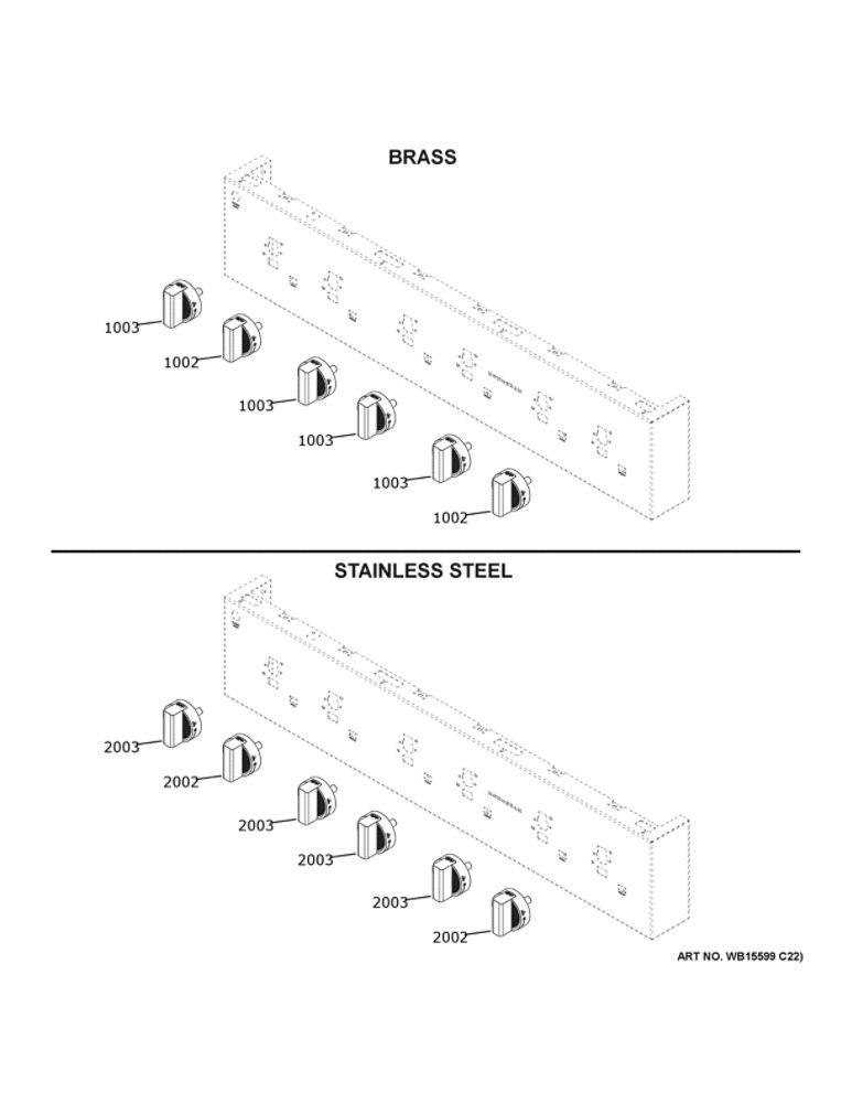 Monogram Customization Diagram and Parts List for ZGU366NT1SS  General Electric Cooktop
