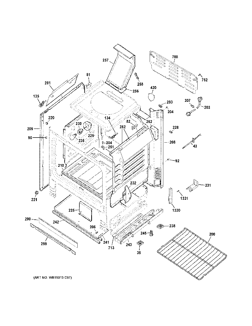 Body Parts Diagram and Parts List for JGBS66EEK6ES  General Electric Range