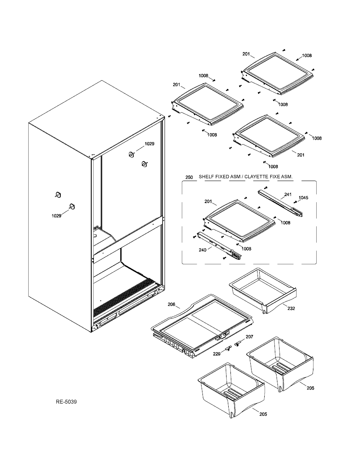 FF SHELVES Diagram and Parts List for GDSC0KBXERWW  General Electric Refrigerator