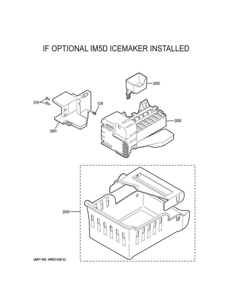 Optional Accessories Diagram and Parts List for GFE28HSKBSS  General Electric Refrigerator