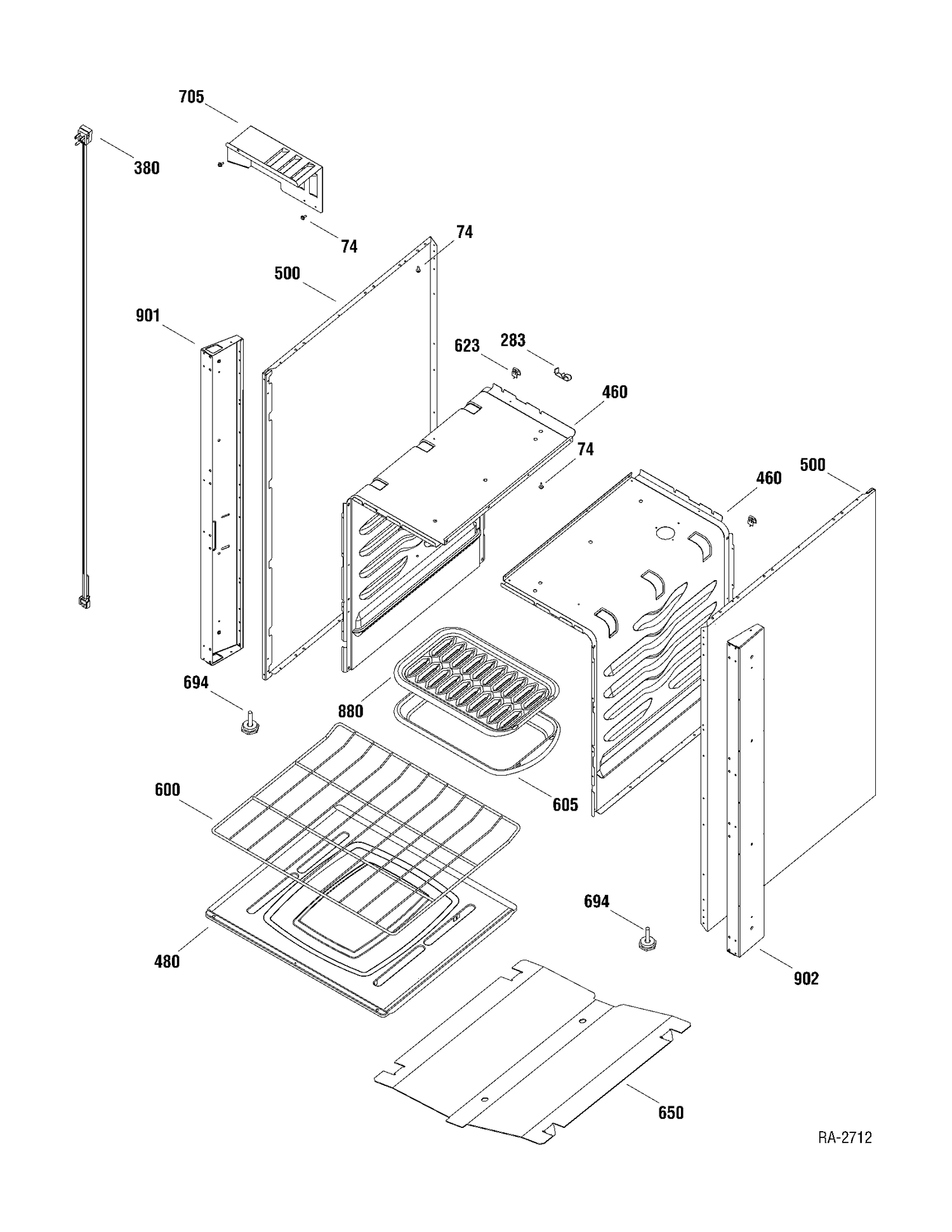 BODY PARTS Diagram and Parts List for MGAS724EL1WW  General Electric Range