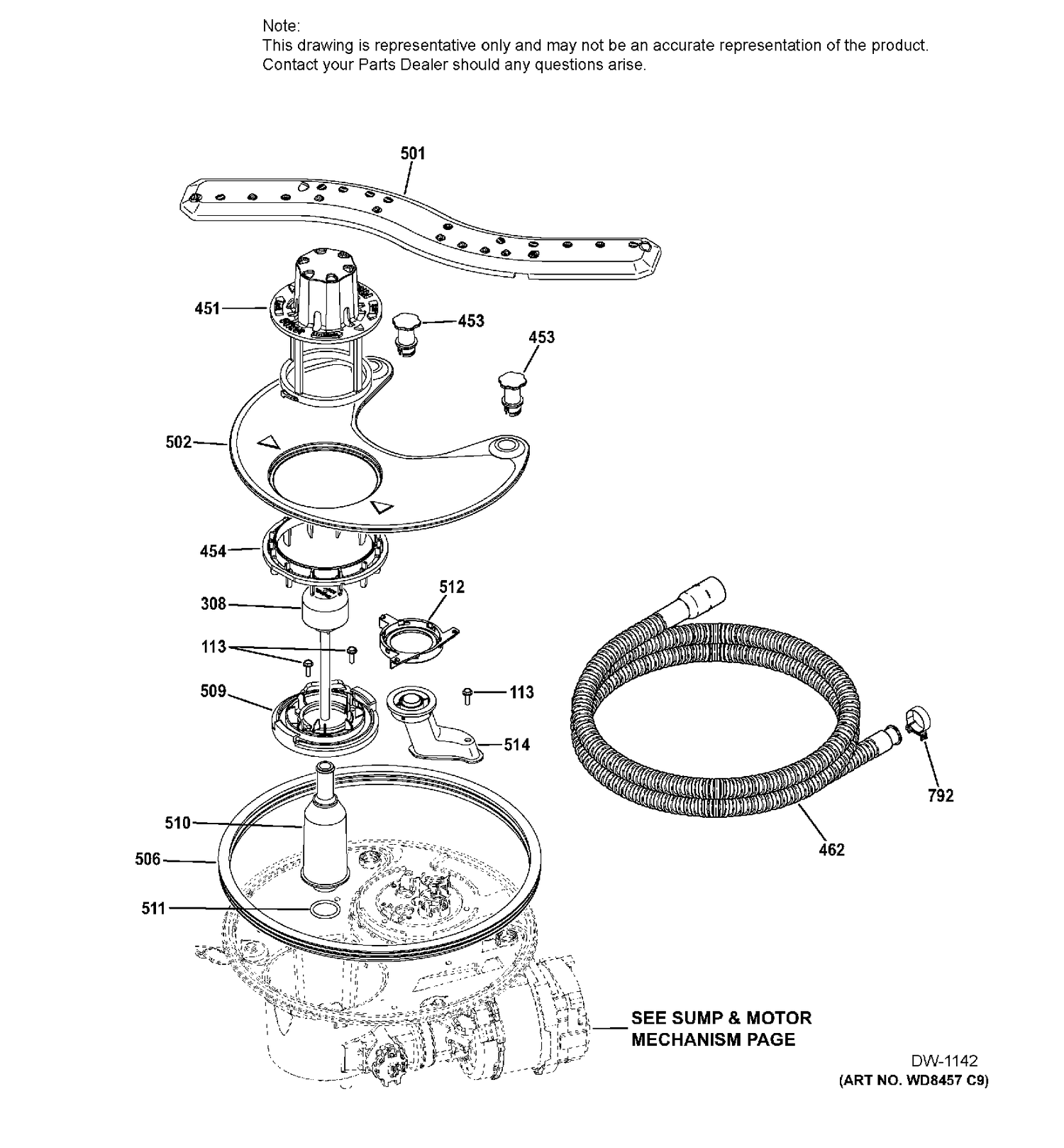 SUMP & FILTER ASSEMBLY Diagram and Parts List for ZDT975SSJ0SS  General Electric Dishwasher