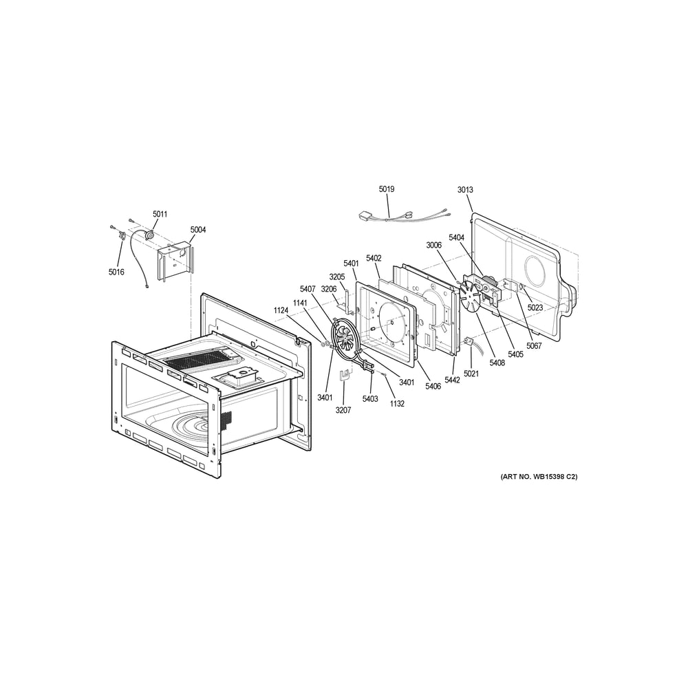 Interior Parts Diagram and Parts List for CTC912P2N3S1  General Electric Microwave Oven Combo