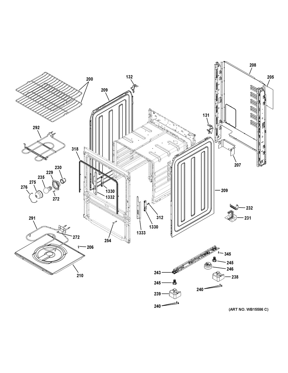 Body Parts Diagram and Parts List for RAS300DM1WW  General Electric Range
