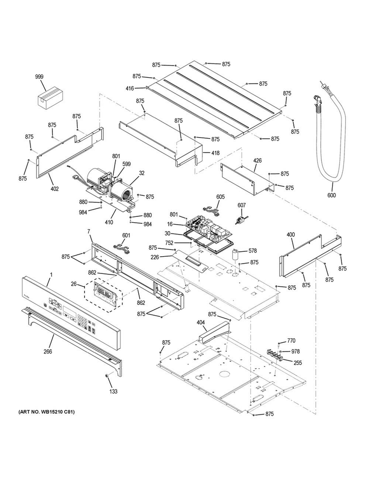 Control Panel Diagram and Parts List for PCT7050DF6WW  General Electric Wall Oven