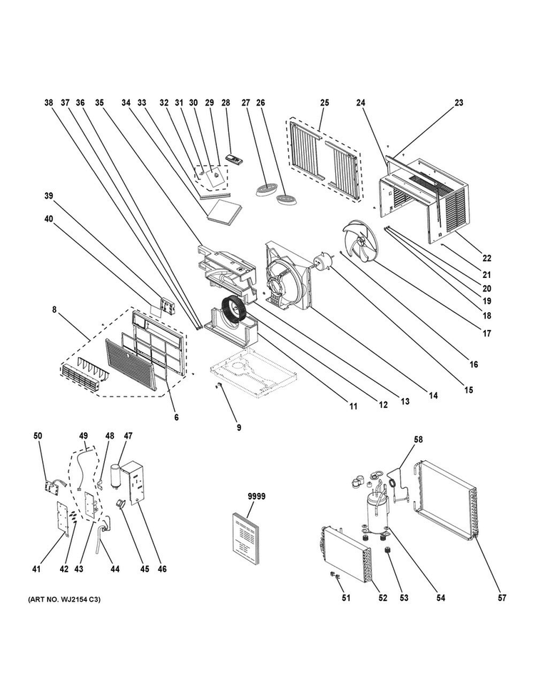 Room Air Conditioner Diagram and Parts List for AEM08LVQ1  General Electric Air Conditioner