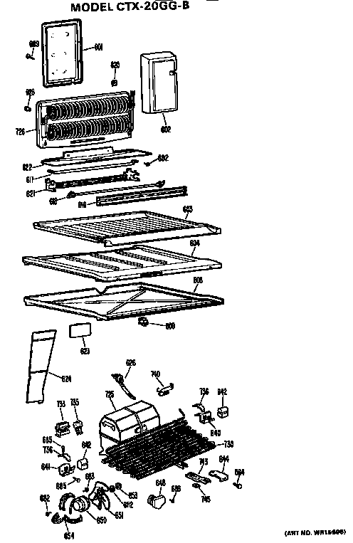 Unit Parts Diagram and Parts List for CTX20GGB  Hotpoint Refrigerator