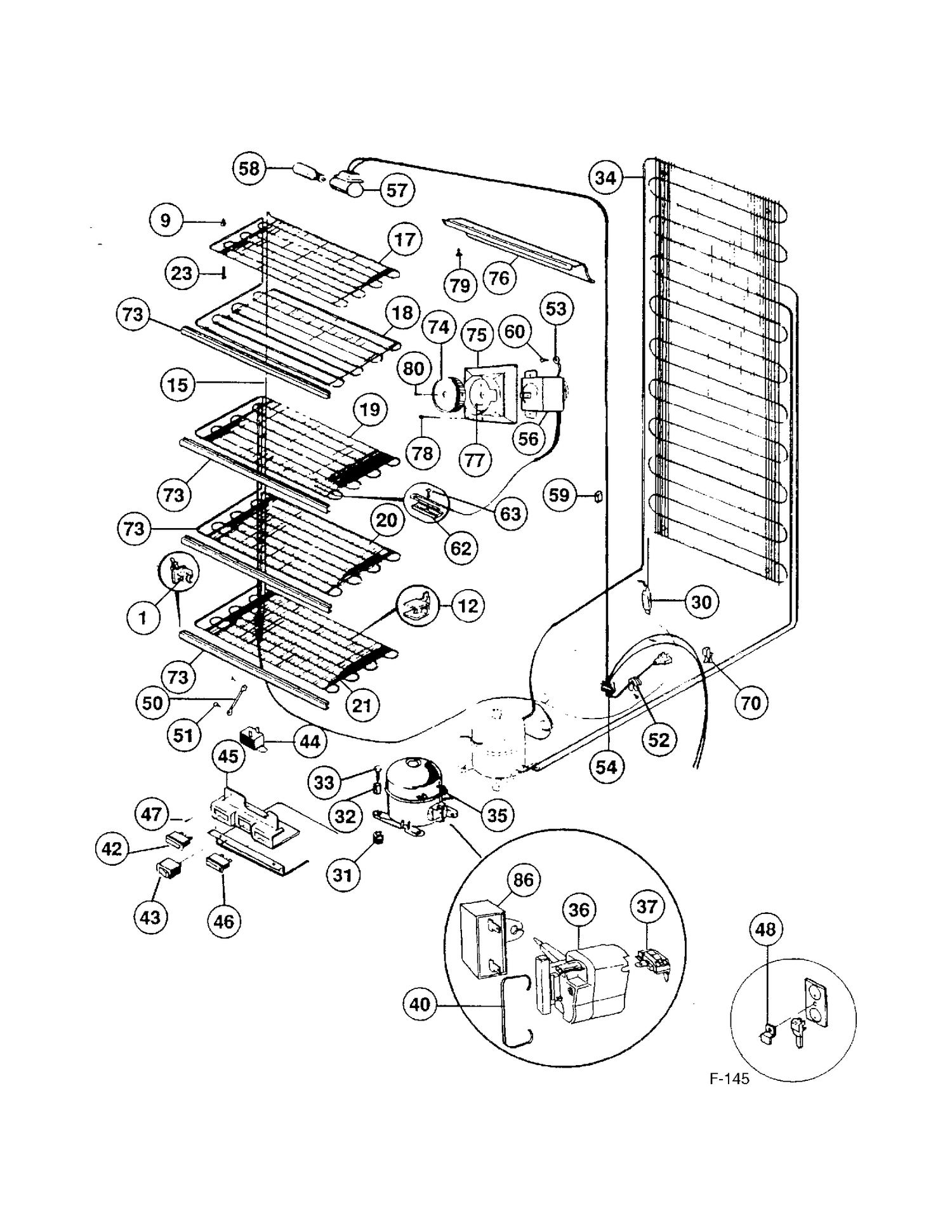 FREEZER Diagram and Parts List for 86140-3  General Electric Freezer