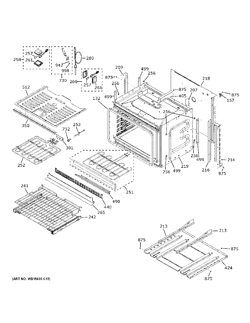 Lower Oven Diagram and Parts List for PTD9000BN3TS  General Electric Wall Oven