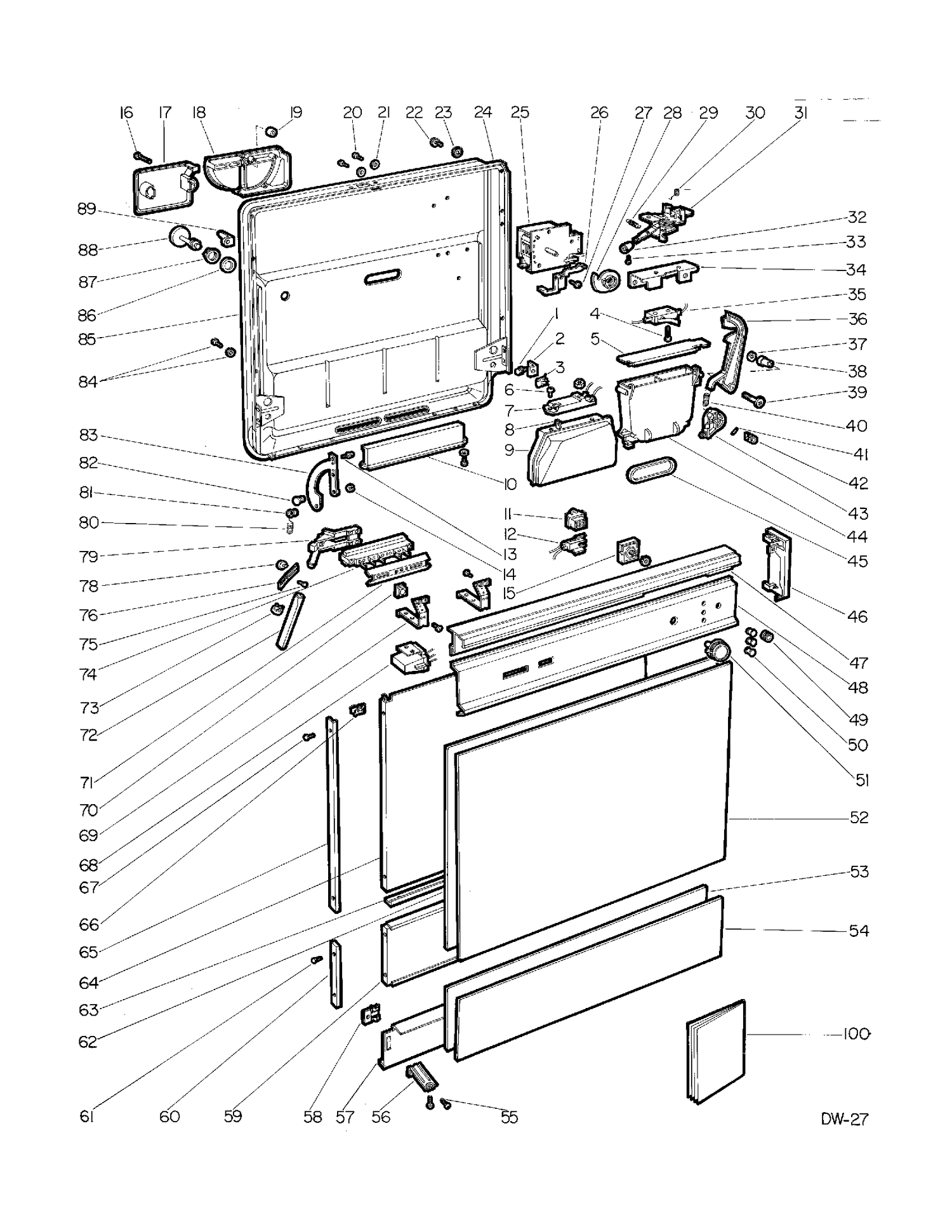 CONTROL PARTS, DOOR & DISPENSER (CONTINUED)...... Diagram and Parts List for YKC1220  General Electric Dishwasher