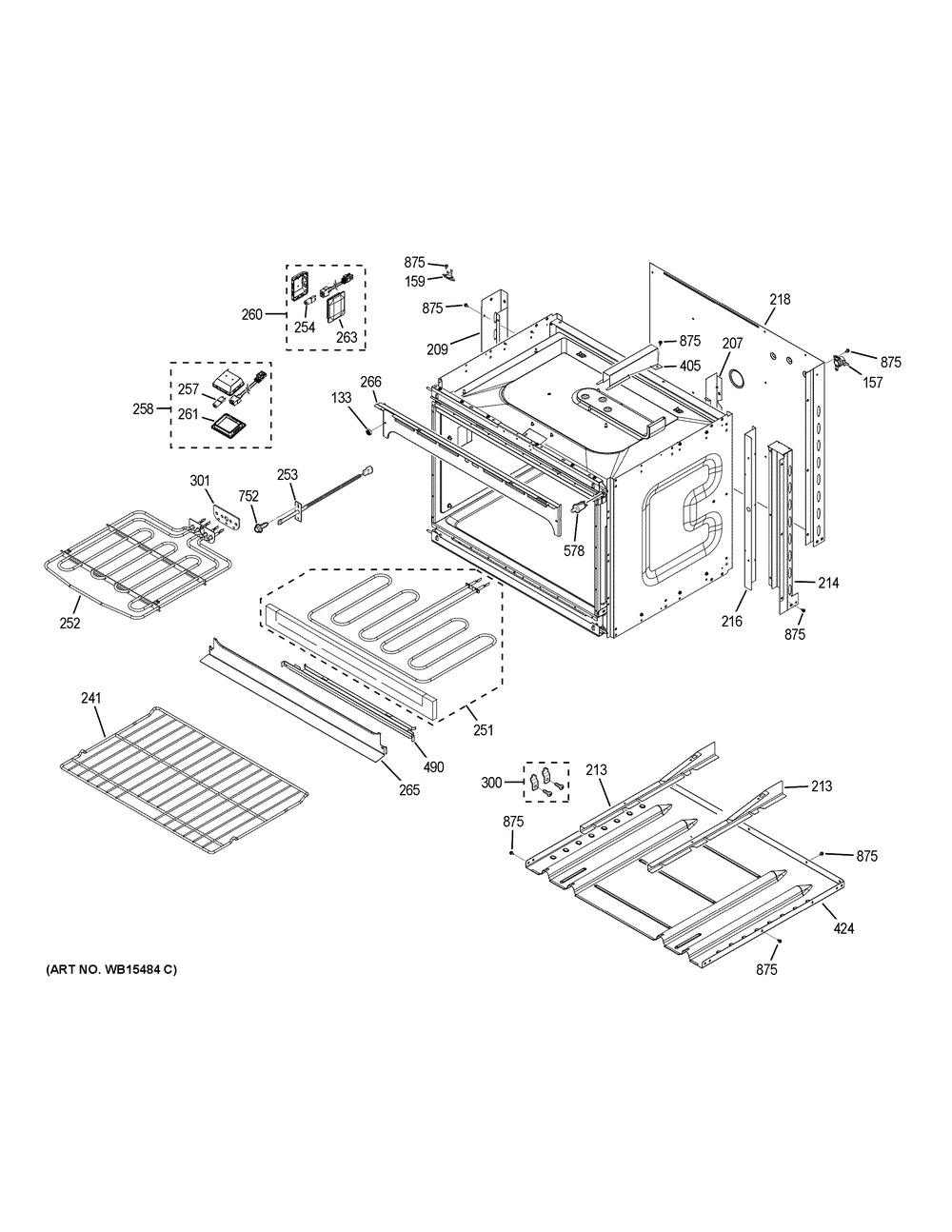 Lower Oven Diagram and Parts List for JT5500SF6SS  General Electric Wall Oven