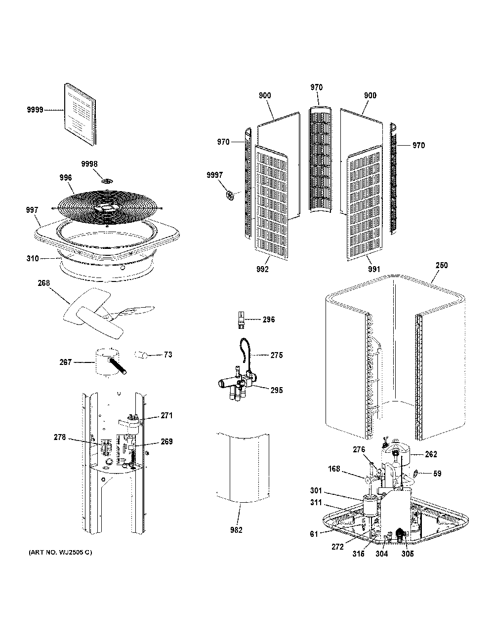 Room Air Conditioner Diagram and Parts List for NS17H60SA451A  General Electric Air Conditioner
