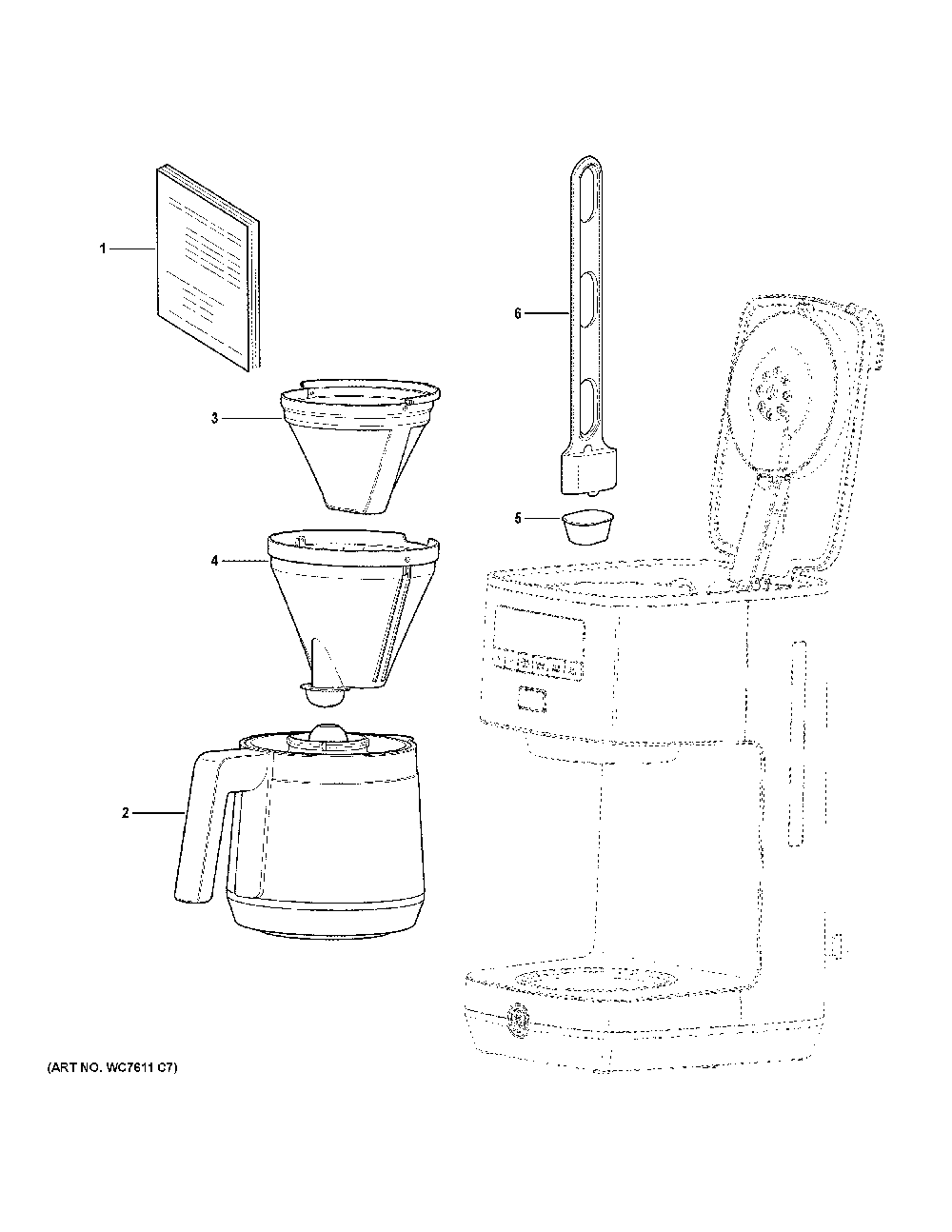Coffee Maker Diagram and Parts List for G7CDABSST1SS  General Electric Coffee Maker