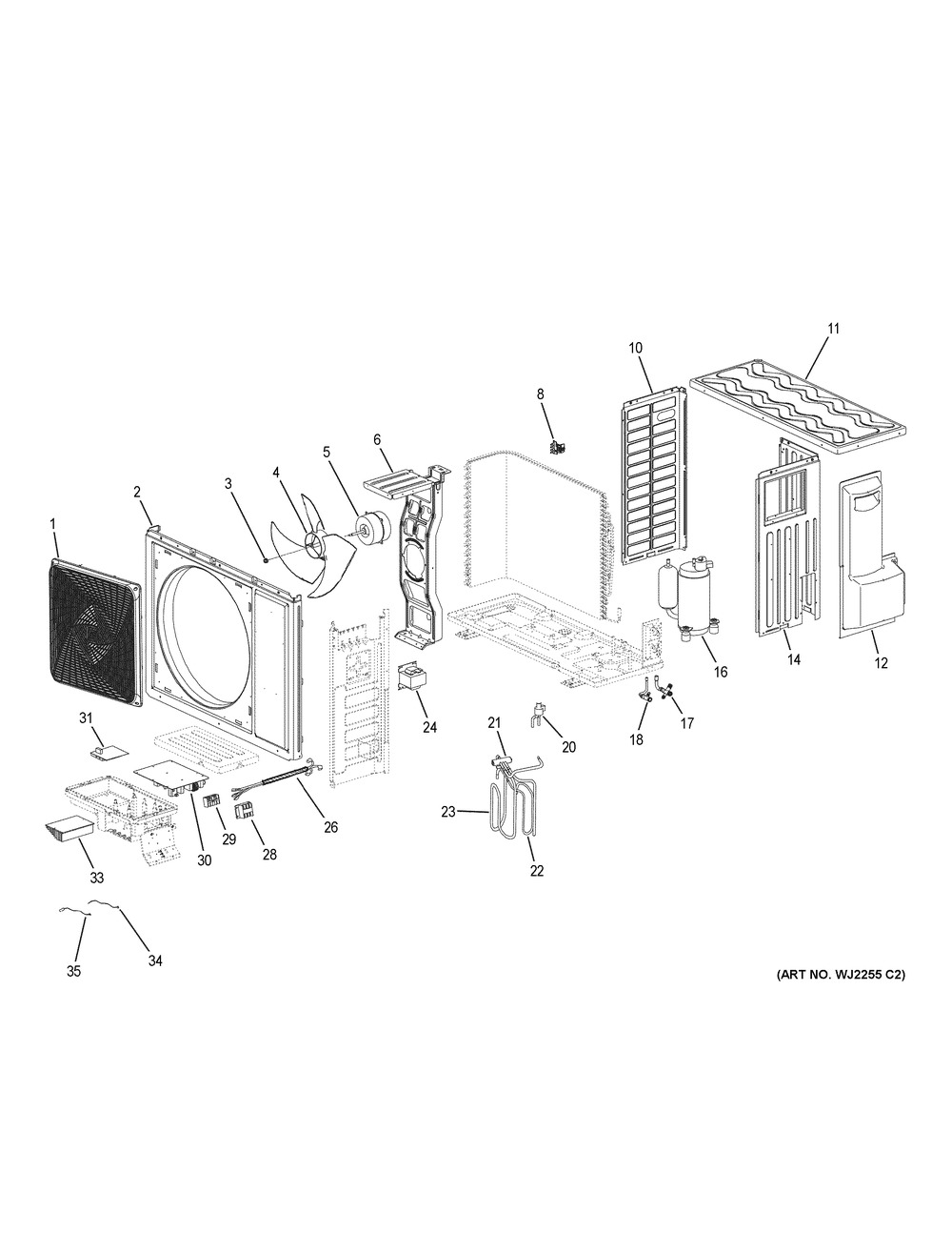 Room Air Conditioner Diagram and Parts List for 1U18RU1ERE  General Electric Air Conditioner