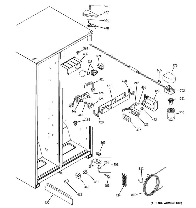 Fresh Food Section Diagram and Parts List for GSS22IFPAWW  General Electric Refrigerator