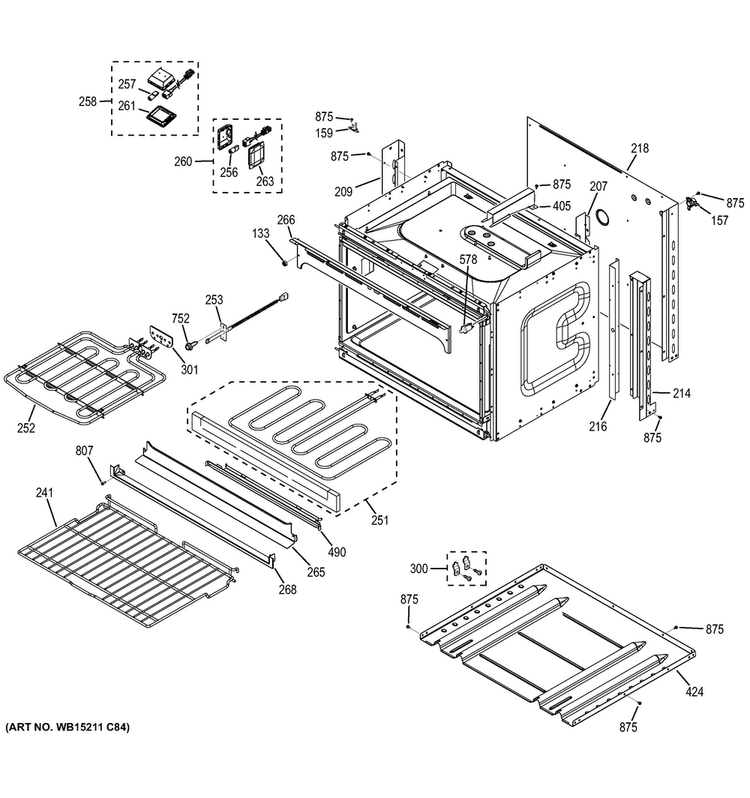 Lower Oven Diagram and Parts List for JK5500DF2WW  General Electric Wall Oven
