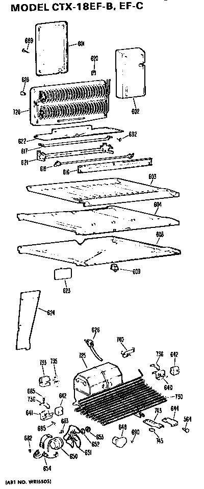 Unit Parts Diagram and Parts List for CTX18EFB  Hotpoint Refrigerator