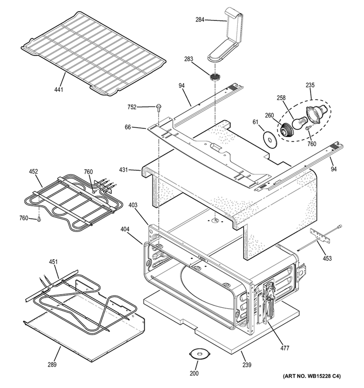 Upper Oven Diagram and Parts List for JB870SF4SS  General Electric Range