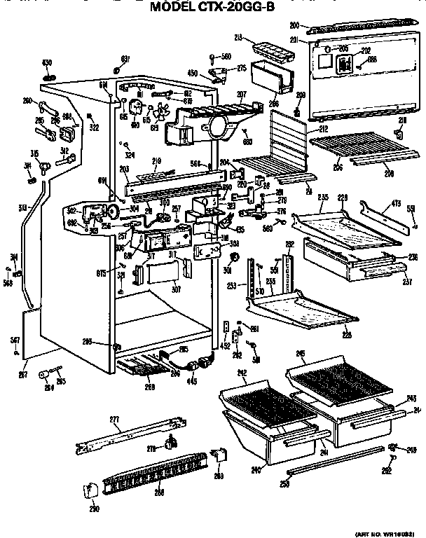 Cabinet Parts Diagram and Parts List for CTX20GGB  Hotpoint Refrigerator