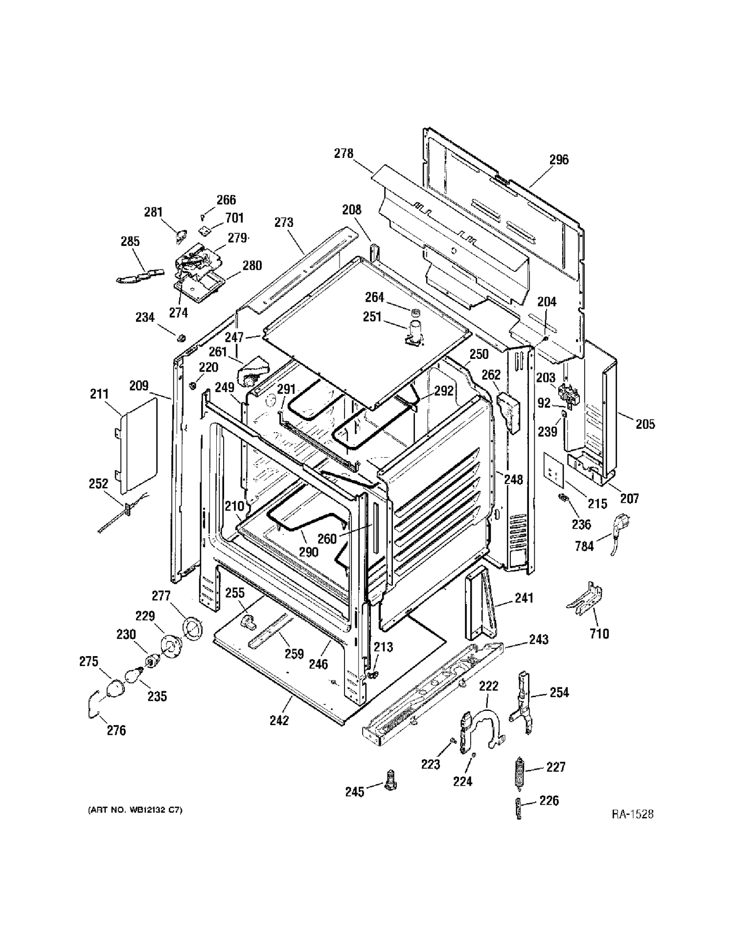 CHASSIS Diagram and Parts List for MCB757WK1WW  General Electric Range