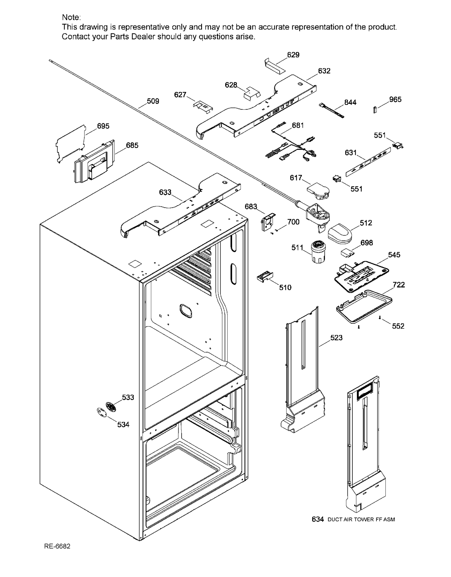 FF FUNCTIONAL PARTS Diagram and Parts List for CFE24SSKAKSS  General Electric Refrigerator
