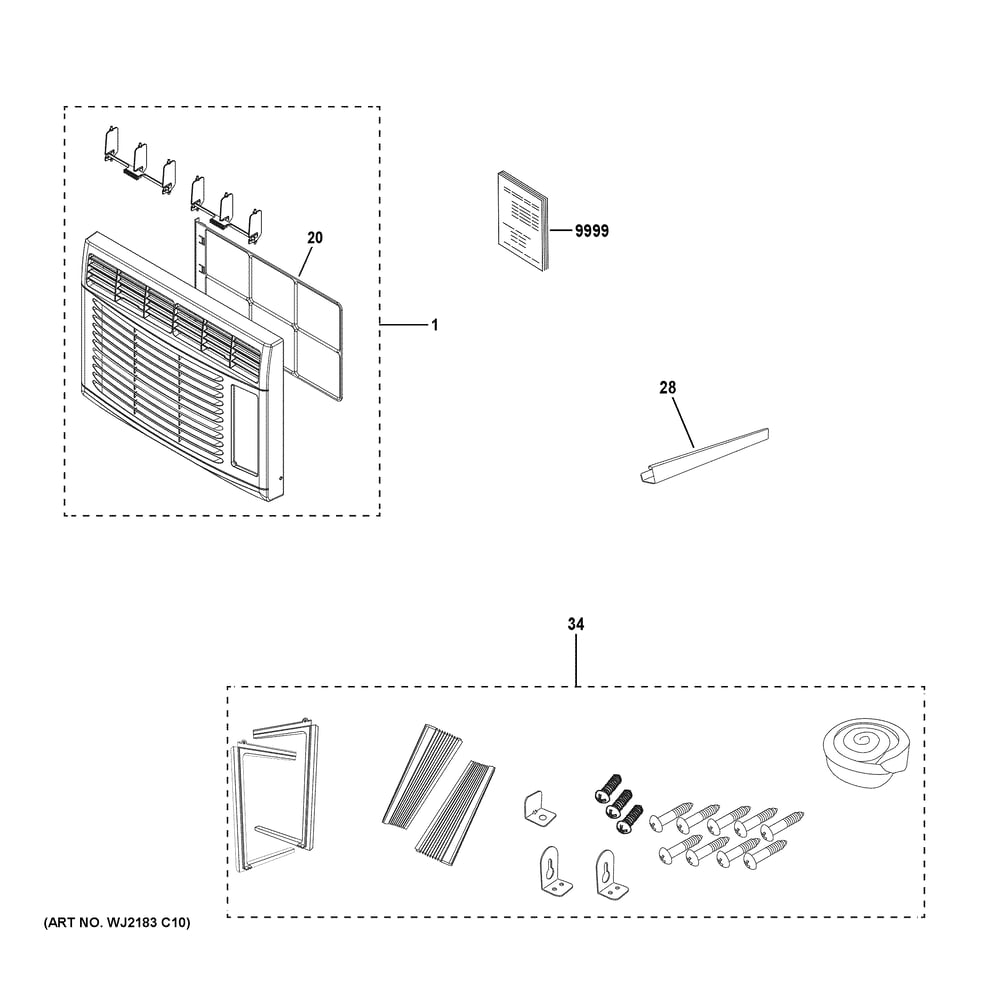 Room Air Conditioner Diagram and Parts List for AWFS05BWL2  General Electric Air Conditioner