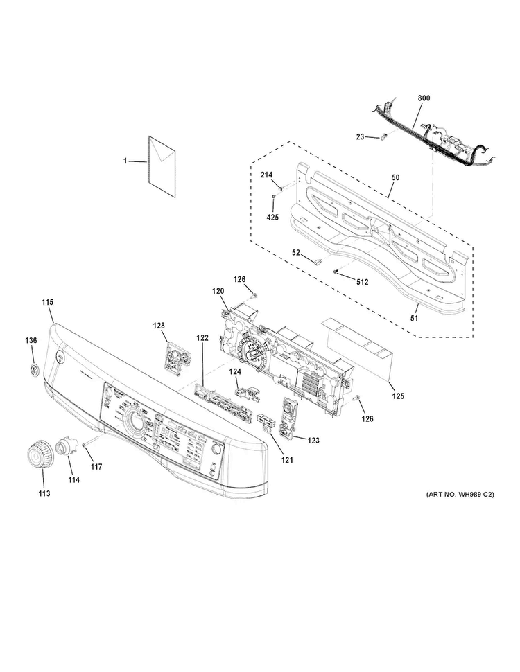 Controls & Backsplash Diagram and Parts List for GFD49GRSK0WW  General Electric Dryer