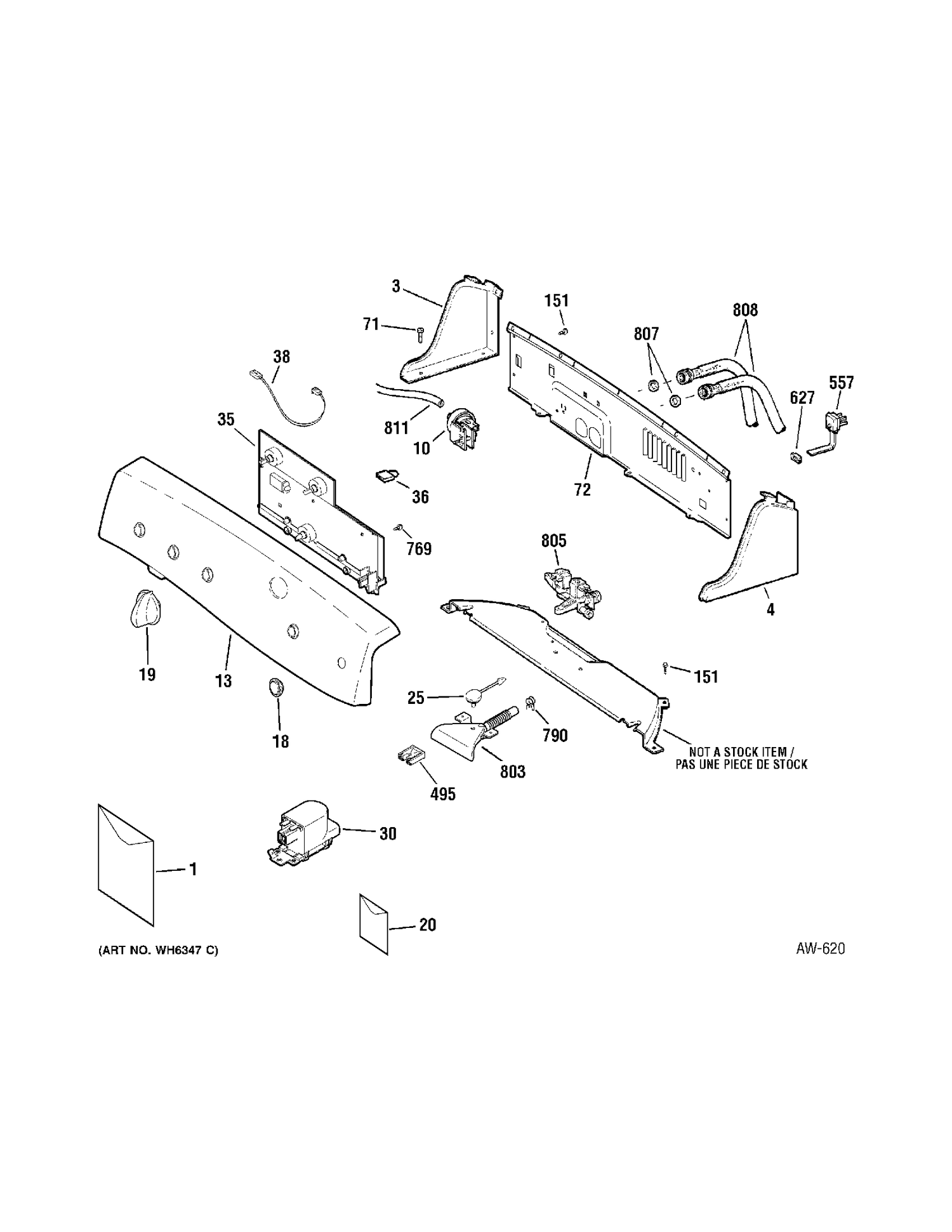 CONTROLS Diagram and Parts List for WPRE8320H0WT  General Electric Washer