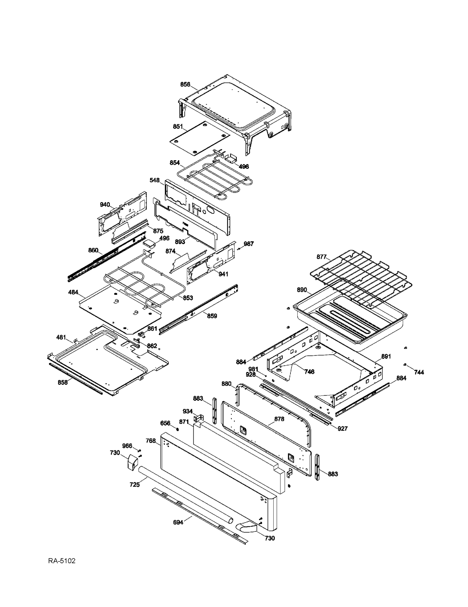 DRAWER PARTS Diagram and Parts List for CC2S985SET4SS  General Electric Range