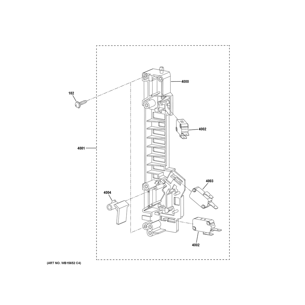 Latch Board Parts Diagram and Parts List for PVM9215RY1SS  General Electric Range Hood