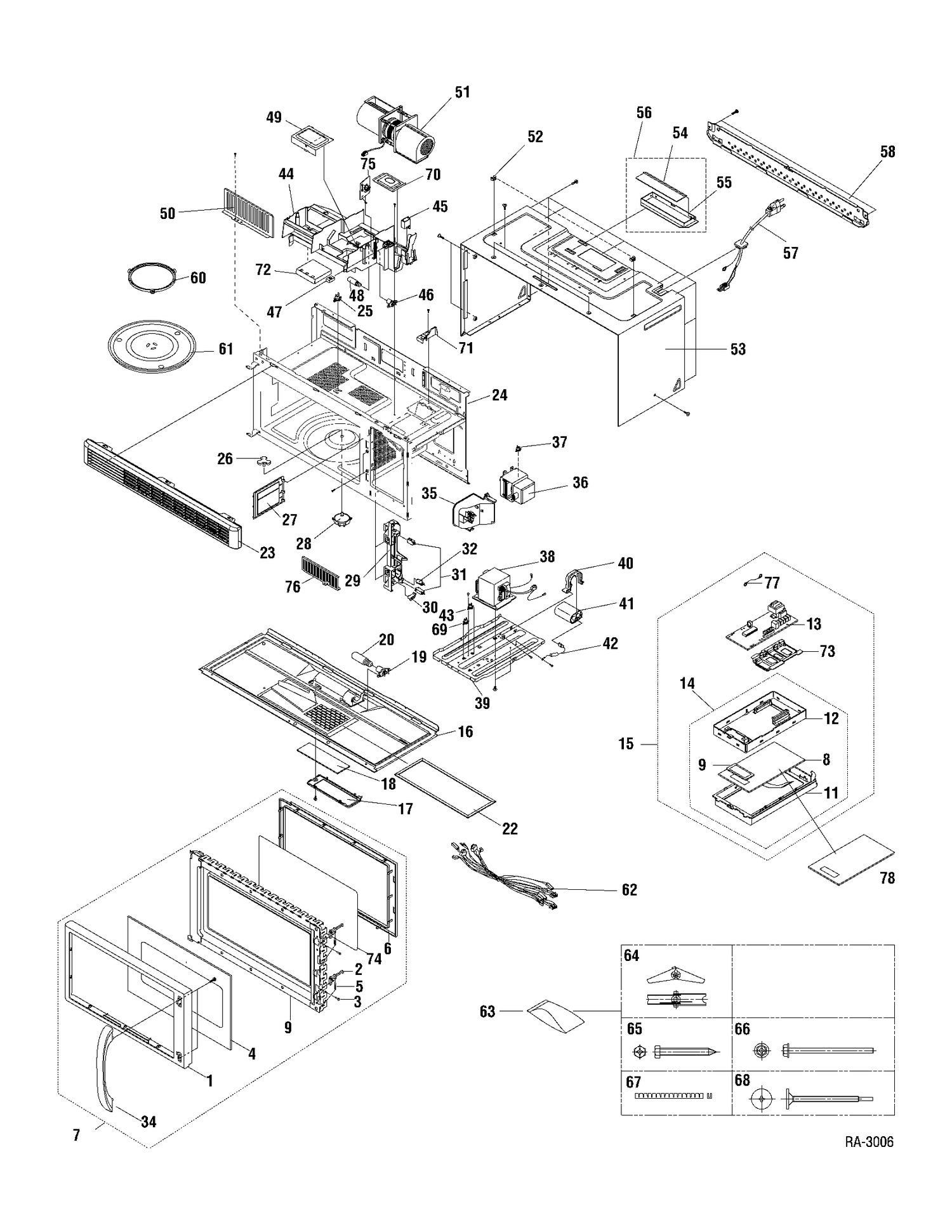 MICROWAVE OVEN Diagram and Parts List for RVM1535WMC01  General Electric Microwave
